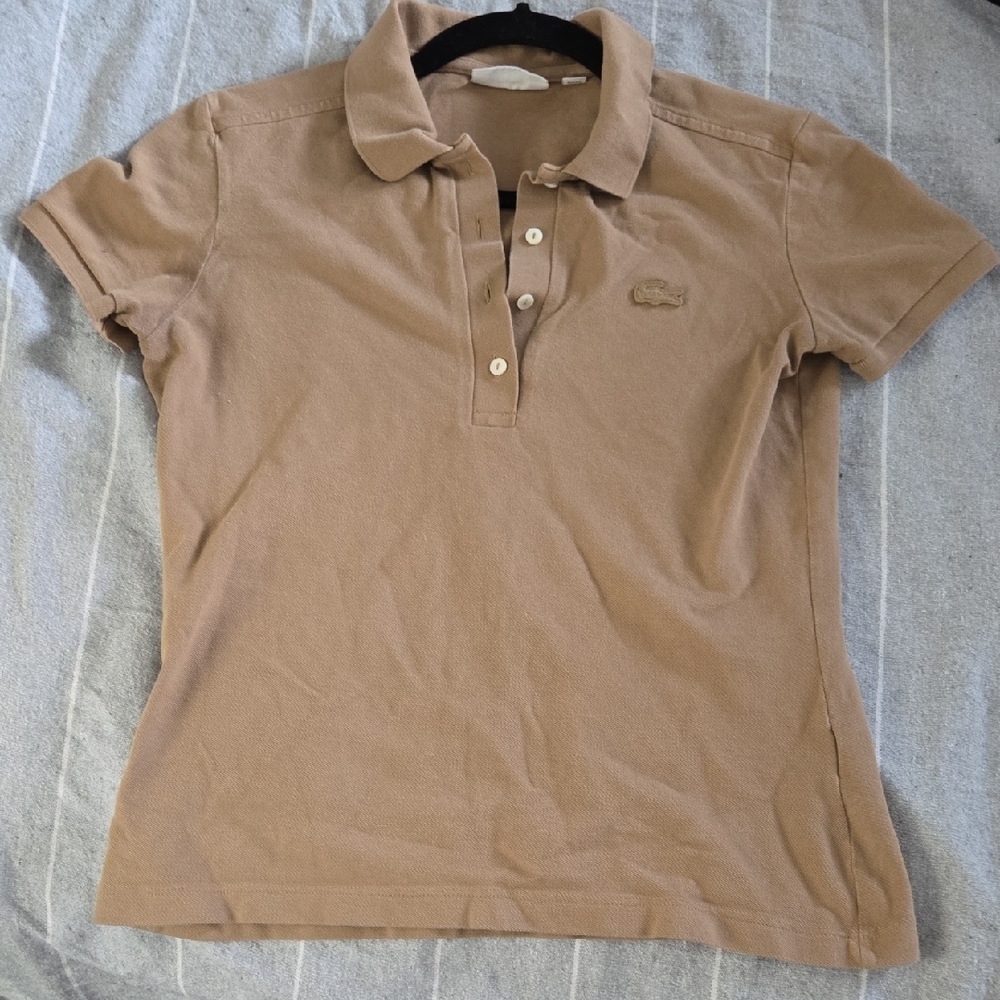 Lacoste Women's Tan Short Sleeve Pique Polo